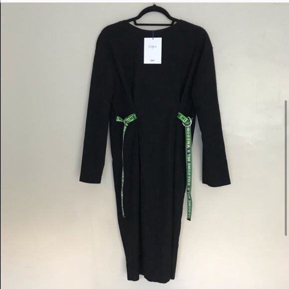 ZARA Logo Straps Shift Midi Dress Contemporary - Picture 4 of 5